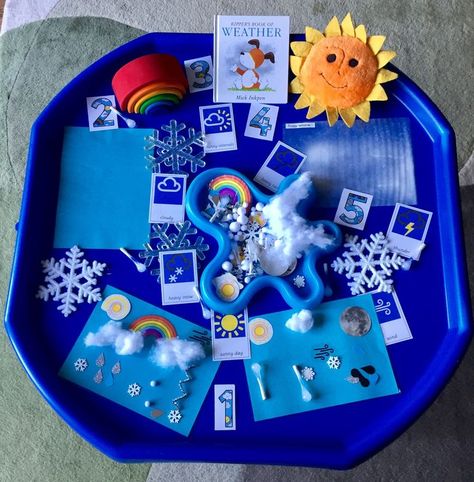 Weather Eyfs Activities, Seasons Eyfs Activities, Weather Tuff Tray, Weather Tuff Tray Ideas, Weather Eyfs, Eyfs Weather, Eyfs Seasons, Tuff Tray Ideas Toddlers, Tuff Tray Ideas