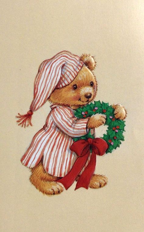 Teddy Bear Hug, Christmas Poses, Teddy Bear Wallpaper, We Bare Bears Wallpapers, Christmas Dreaming, Christmas Paintings On Canvas, Christmas Teddy Bear, Vintage Christmas Images, Christmas Feeling