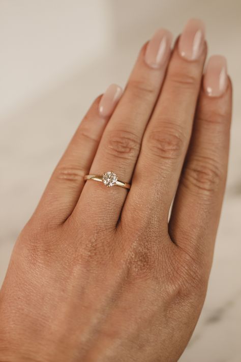 Simple Wedding Rings Small Diamond, Small Wedding Rings Simple, Small Solitaire Engagement Ring, 0 5 Carat Engagement Ring, Simple Classy Engagement Rings, Minimalist Engagement Ring Gold, Half Carat Engagement Rings, 6 Prong Solitaire Engagement Ring, Simple Gold Wedding Rings