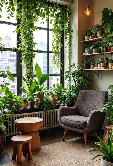 Plant Corner Living Room, Plant Rooms, Plant Corner, Cosy Living, Cosy Living Room, Room With Plants, Living Room Inspo, Inspirational Images, Room Interior