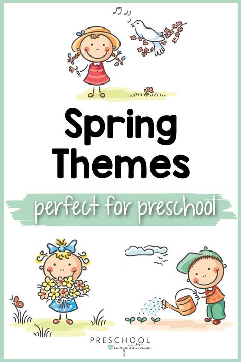 Teaching preschool this spring is easiest when you use spring themes! Get great theme ideas like animals, nature, and rainbows, and a bunch more you may not have though of. Also included are great learning activities, lesson plans, craft ideas, book suggestions, and more for each theme! Spring Theme Ideas For Preschool, Spring Themes For Toddlers, Spring Themes For Kindergarten, April Toddler Themes, April Lesson Plans For Infants, Preschool April Themes, Preschool May Themes, Preschool Themes For April, Spring Theme Lesson Plans Preschool