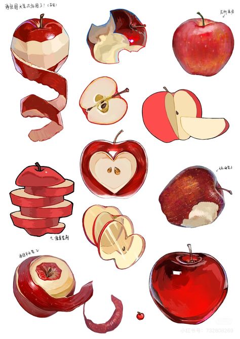 Digital Art Shading Techniques, Rendering Techniques Digital, Color Pencil Digital Art, Someone Cooking Drawing, Food Illustrations Tutorial, Shading Reference Object, Apple Digital Art, How To Shade Abs Digital, Pie Art Drawing