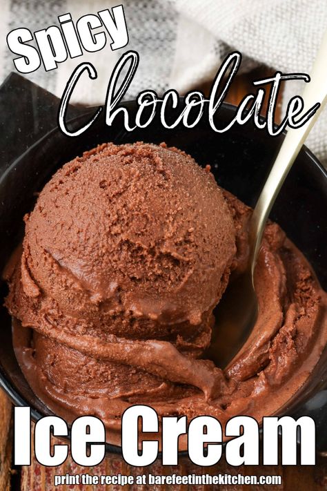 Ice Cream Maker Recipes Healthy, Hot Chocolate Ice Cream, Spicy Hot Chocolate, Ice Cream Recipes Machine, Chocolate Ice Cream Recipe, Spicy Chocolate, Recipes Ice Cream, Chocolate Chili, Ice Cream Maker Recipes