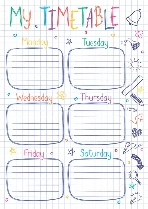 Template Mapel, School Timetable Template, Timetable Design, Student Weekly Planner, Timetable Template, School Timetable, School Template, Note Writing Paper, Writing Paper Printable