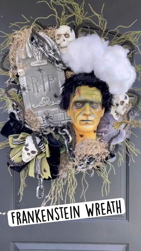 Frankenstein Wreath: Wreaths by Waldo in 2022 | Diy halloween decorations, Diy halloween wreath, Halloween decorations Outdoor Decorations Halloween, Frankenstein Wreath, Halloween Decorations Diy, Halloween Entertaining, Diy Halloween Wreath, Halloween Floral, Mermaid Halloween, Halloween Crafts Decorations, Wreath Halloween