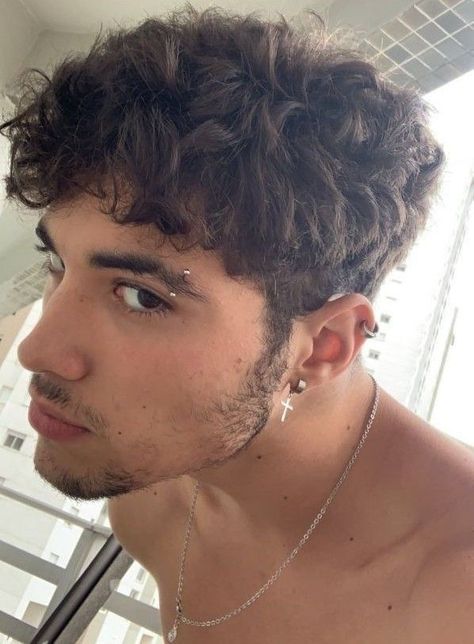 Eyebrow Piercing Men, Curly Hair Haircuts, Curly Men, Piercing Men, Male Haircuts, Haircuts Curly, Male Haircuts Curly, Haircut Curly Hair, Haircut Curly