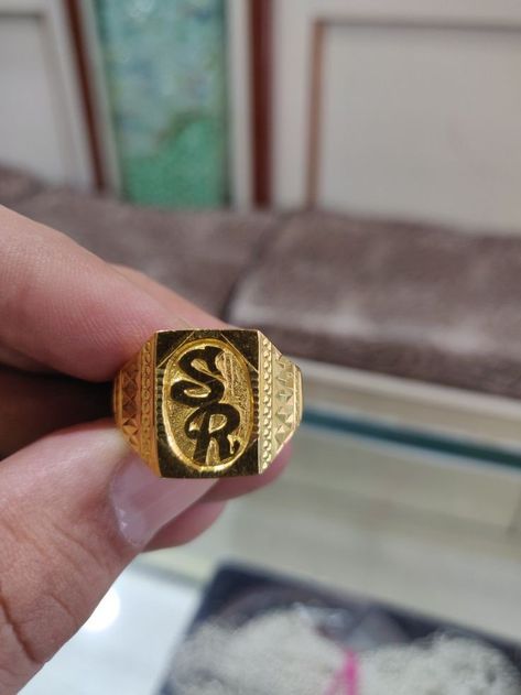 Letter Rings Gold For Men, Gents Gold Ring Design, Couple Letter Ring, Gents Ring Gold, Gents Gold Ring, Latest Gold Ring Designs, Couple Ring Design, Ring Boy, Locket Design