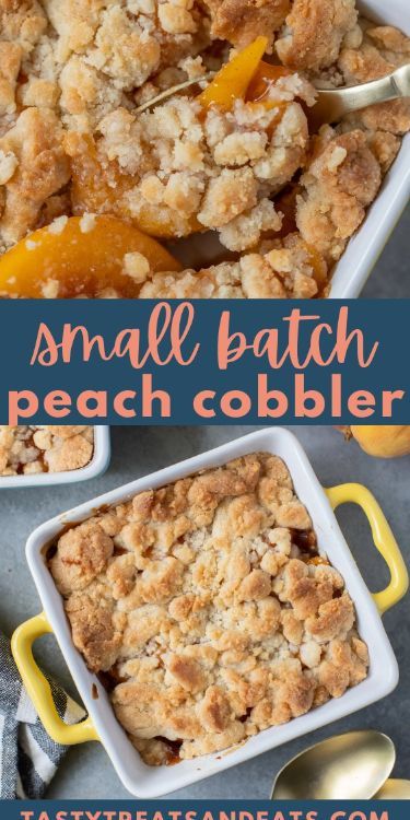 This Small Batch Peach Cobbler Recipe is so delicious and easy to make! Use canned peaches or fresh peaches to make peach cobbler for two quickly! Cooked to perfection in half the time a classic peach cobbler recipe normally takes. Healthier Peach Cobbler Recipe, Recipes With Fresh Peaches Easy, Recipes For Overripe Peaches, Uses For Canned Peaches, Mini Skillet Peach Cobbler, Easy Peach Desserts Simple, Peach Cobbler Single Serving, Easiest Peach Cobbler, Jarred Peaches Recipes