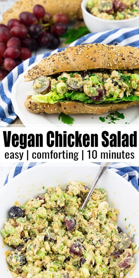 Chicken Salad With Celery, Plant Based Sandwiches, Vegan Chicken Salad, Salads Vegan, Recipe For Lunch, Vegan Chicken, Vegan Lunch Recipes, Vegan Mayonnaise, Just Eat It