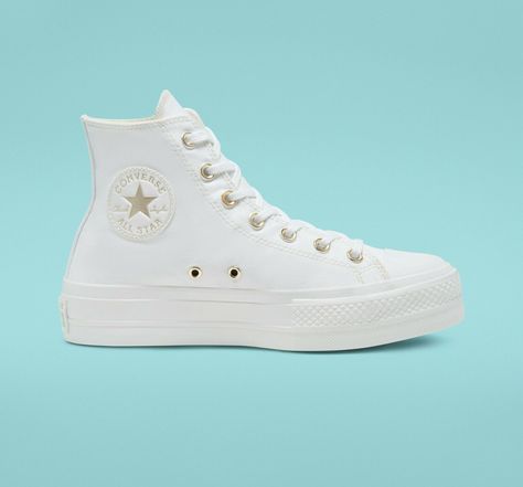 Platform Chucks, Shoe Converse, Womens High Top Shoes, Converse Womens, Gold Platforms, Baseball Shoes, Indie Jewelry, All Stars Converse, Converse Style