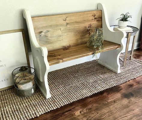 Bench Foyer, Indoor Bench Seating, Church Pew Bench, Entryway Decorating, Pew Bench, Dining Seating, Church Pews, Church Pew, Foyer Entryway