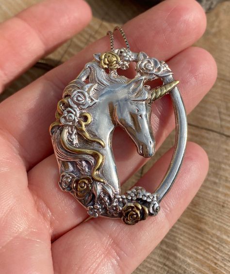 Unicorn Pendant, Handmade Inspiration, Smokey Quartz, Chain Pendants, Gotham, Silver And Gold, Sterling Silver Necklaces, Gold Vermeil, Tiara