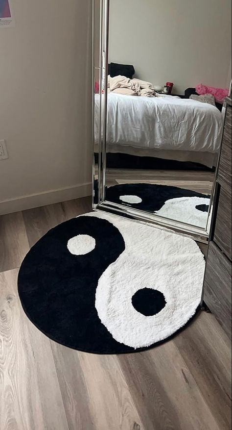 Yin Yang Rug, Bedroom Black And White, Floor Rugs Living Room, Cat Rug, Rugs For Bedroom, Bedroom Black, Apartment Decor Inspiration, Home Bathroom, Ying Yang