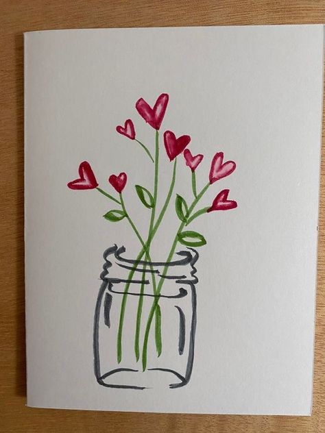 Card Doodles, Handmade Greeting Card Designs, Landscape Pencil Drawings, Valentines Watercolor, Boho Art Drawings, Watercolor Birthday Cards, Birthday Card Drawing, Flower Drawing Tutorials, Stick Figure Drawing