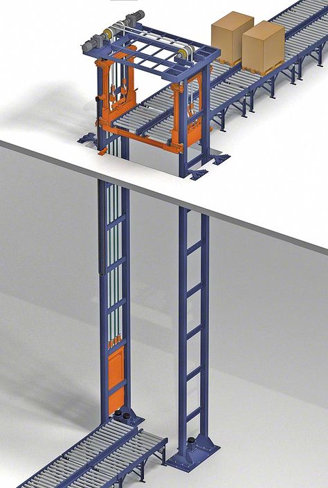 Conveyor system for pallets | Automated warehouses for pallets | www.mecalux.com Space Saving Furniture Tiny Houses, Scaffolding Design, Warehouse Layout, Steel Home Accessories, Metal Building Designs, Factory Architecture, Mechanical Engineering Design, Conveyor System, System Architecture