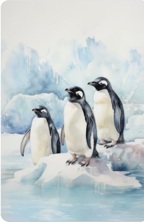 Penguin Sketch, Ice Drawing, Penguin Watercolor, Penguin Drawing, Penguin Family, Watercolor Paintings Nature, Penguin Art, Watercolor Poster, New York Poster