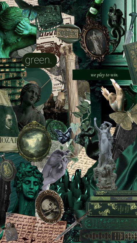 #green #darkgreen #aesthetic #collage Emerald Green Phone Wallpaper, Green Phone Wallpaper Aesthetic, Dark Green Academia Aesthetic, Phone Wallpaper Aesthetic Vintage, Slytherin Dark Academia, Green Phone Wallpaper, Slytherin Decor, Dark Green Academia, Green Academia Aesthetic