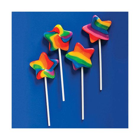 Star Lollipops ❤ liked on Polyvore featuring home, home decor and star home decor Star Lollipops, Rainbow Lollipop, Rainbow Party Supplies, Rainbow Treats, Swirl Lollipops, Rainbow Theme Party, Rainbow Parties, Rainbow Food, Rainbow Connection