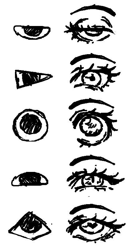 Drawing Eye Practice, Simple Eye Reference, Eyes In My Style Drawing, Ah There He Is, Eyes Shape Reference, Running After Someone Reference, Different Eye Shapes Anime, Shapes Of Eyes Drawing, Styles Of Eyes Drawing