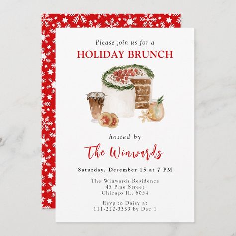 Festive Holiday Christmas Brunch Invitation Christmas Lunch Party, Christmas Eve Brunch, Holiday Brunch Invitations, Brunch Quotes, Xmas Brunch, Hosting Holiday Party, Christmas Cookie Party, Hosting Brunch, Hot Cocoa Cookies