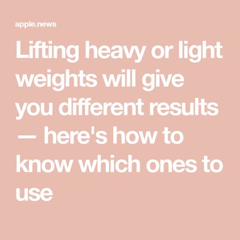 Lifting heavy or light weights will give you different results — here's how to know which ones to use Barre Classes, Build Muscle Mass, Heavy Weight Lifting, Heavy And Light, Exercise Routines, Resistance Workout, Heavy Weights, Building Muscle, Popular Workouts