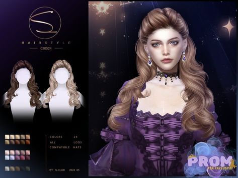 Prom Curly Hair, Sims 4 Cc Goth, Sims 4 Curly Hair, Flowy Hair, Witch Hair, Medieval Hairstyles, Sims Medieval, Pelo Sims, Victorian Hairstyles