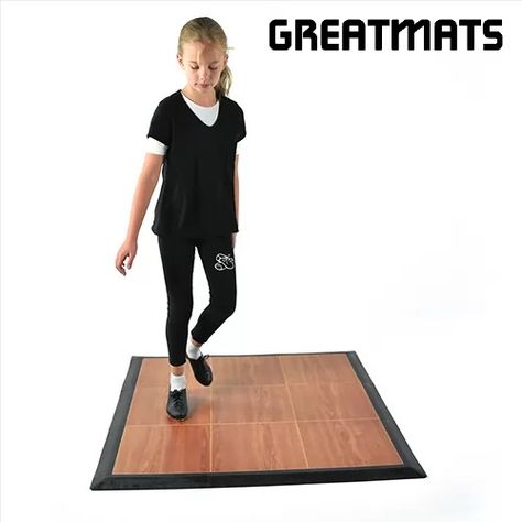 A great portable tap dance floor is this 3x3 foot kit, which has 9 tiles that are designed for indoor or temporary outdoor use. The tiles are super easy to just snap together and unsnap to take down. This is a great diy project, as no adhesive is required for these vinyl topped tiles, and they feature a waterproof, protective coating that will never need refinishing. Tap Dance Practice Floor Diy, Home Dance Studio, Portable Dance Floor, Modular Tile, Tap Dancing, Home Dance, Tap Dancer, Types Of Dancing, Diy Flooring