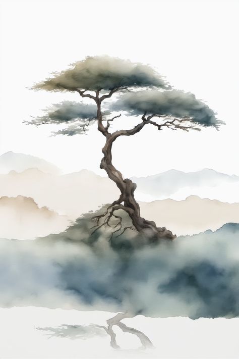 Build your own art collection! Use the code MOREART during checkout for 40% off when you buy 2 or more items! This is one piece in the Japandi Bonsai Tree Watercolor Digital Art Series created by Morris Digital Designs. This picture features a Bonsai Tree, brought to life in a watercolor painting. This piece is available as a downloadable wall art print. Your order will be for a digital item only. This picture is saved as a portrait with a 2x3 aspect ratio, 400 dpi, and is printable up to a max Wall Tree Painting, Watercolor Art Tree, Bonsai Illustration, Bonsai Painting, Bonsai Tree Painting, Japandi Artwork, Tree Painting Easy, Watercolor Digital Art, Japanese Rock Garden