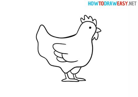 Chicken Drawing & Sketches For Kids Check more at https://www.kidsartncraft.com/chicken-drawing-sketches-for-kids/ Chicken Drawing Simple Cute, Hen Drawing For Kids, Chicken Drawing Simple, Simple Chicken Drawing, Sketches For Kids, Chicken Sketch, Hen Drawing, House Drawing For Kids, How Draw