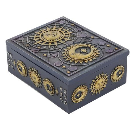 Buy Sun and Moon Resin Storage Box wholesale at competitive trade prices. No minimum order value. Register today for 10% off your first order. Binder Cover Design, Witchy Shop, Moon Resin, Sun And Moon Design, Astrology Symbols, Sun And Moon Tarot, Resin Box, Resin Storage, Star Box