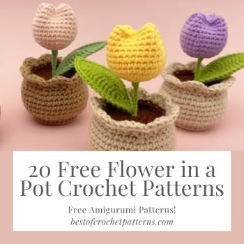 20 Free Crochet Flowers In Pot Patterns – Free Video Tutorials Crochet Potted Flowers Free Pattern, Crochet Yarn Types, Crochet Flower Pots Free Pattern, Crochet Flower Pot Pattern, Best Crochet Yarn, Amigurumi Summer, Free Crochet Flowers, Winnie The Pooh Crochet, Thanksgiving Crochet Patterns