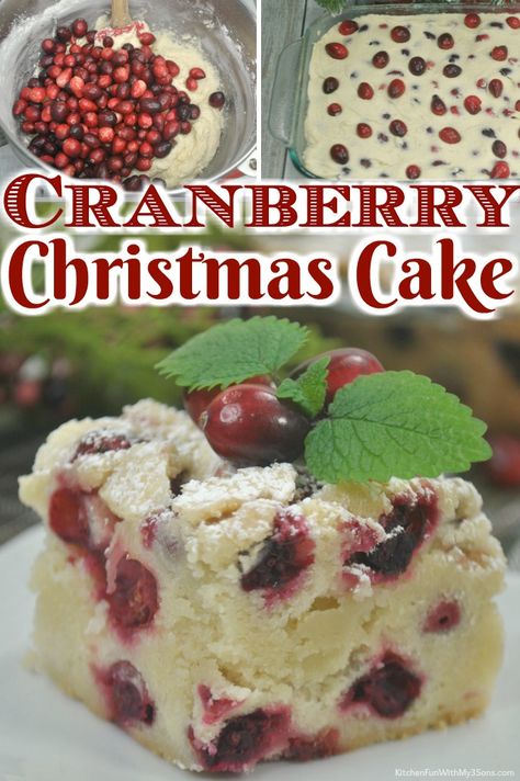 Cranberry Cake Recipe, Cranberry Christmas Cake, Cranberry Christmas, Cranberry Cake, Family Friendly Recipes, Christmas Morning Breakfast, Christmas Cake Recipes, Kitchen Fun, Cranberry Recipes