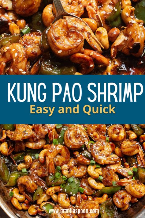 Easy Kung Pao Shrimp with Cashews - Manila Spoon Cashew Shrimp Stir Fry, Cashew Shrimp Recipe, Kung Pao Shrimp, Lobster Dishes, Chinese Cooking Recipes, Takeout Food, Asian Inspired Dishes, Fall Comfort Food, Easy Seafood Recipes