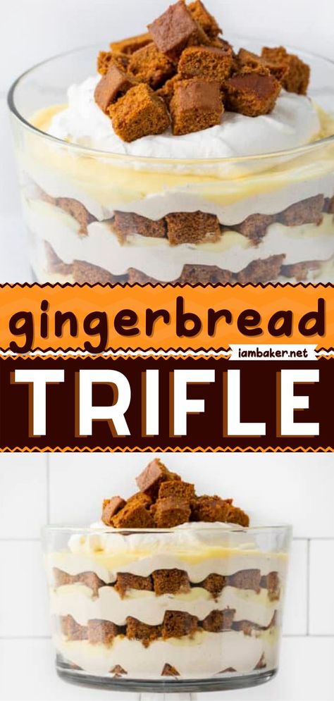 Spiced Cake Trifle, Gingerbread Triffle Desserts, Pumpkin Gingerbread Triffle, Candy Bar Trifle, Ginger Bread Trifle, Gingerbread Trifle Desserts, Spice Cake Trifle Recipes, Pumpkin Gingerbread Trifle, Ginger Bread Trifle Desserts