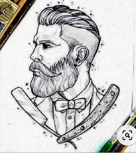 Barber Drawing, Barber Painting, Mirror Background, Hipster Illustration, Oodles Of Doodles, Drawing Art, Barber Shop, Art Stuff, New Art