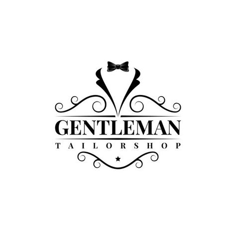 Logo For Tailor, Men Fashion Brand Logo, Suit Logo Design, Tk Logo, Tailor Clothes, Suit Logo, Bow Tie Tuxedo, Classic Logo Design, Tailor Logo