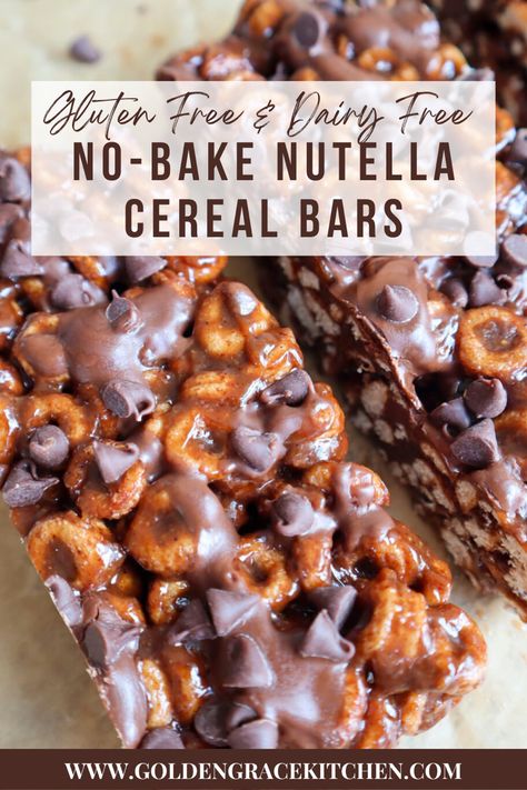 Meal prep breakfast gluten free Healthy Cereal Bars, Gluten Free Cereal Bars, Chocolate Cereal Bars, No Bake Cereal Bars, Homemade Cereal Bars, Nutella Bars, Work Desserts, Gluten Free Breakfast Bars, Nutella Bar