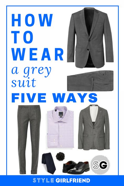 Spring and summer wedding season is here, and that means you've gotta figure out to wear to each and every shindig on your social calendar. Learn why a grey suit is the workhorse of your wedding wardrobe on StyleGirlfriend.com | grey suit wedding, gray suit wedding, grey suit brown shoes, wedding suits men, wedding suits men grey, wedding dress codes Grey Suit Man Outfit, Shoes For Grey Suit Men, Charcoal Grey Suits For Men, Men’s Gray Suit Outfit, Mens Gray Suit Outfit, Men’s Gray Suit, Gray Suit Outfit Men, Dark Gray Suit Combinations, Charcoal Gray Suits For Men