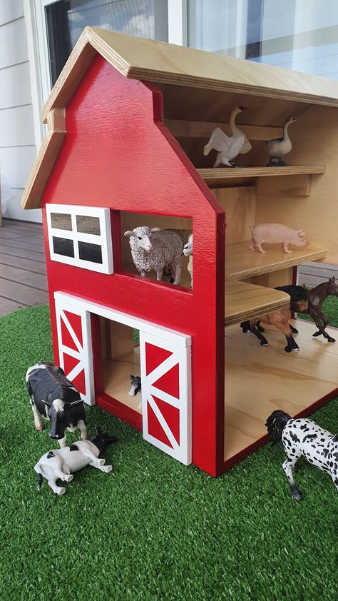 Wooden Toy Barn, Farmhouse Toys, Toy Horse Stable, Farm Shed, Wooden Things, Toy Barn, Making Wooden Toys, Montessori Baby Toys, Wood Putty