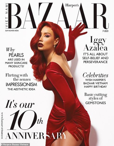 Bazaar Magazine, Zebra Print Dress, Fashion Magazine Cover, Iggy Pop, Iggy Azalea, Jessica Rabbit, Female Rappers, Harper’s Bazaar, Harpers Bazaar