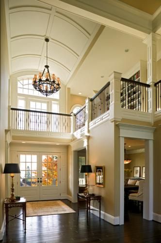 Grand entry...love the two floor layout Grand Entry, Villa Plan, Interior Painting, Floor Layout, High Ceilings, Diy Interior, Entry Way, Humble Abode, Second Story