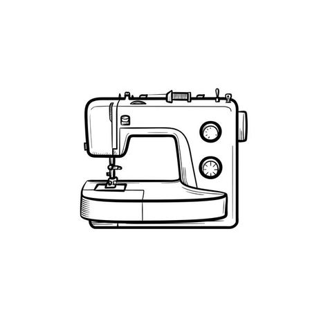 How To Draw A Sewing Machine, Crafter Tattoo, Sewing Machine Sketch, Sewing Vector, Easy Still Life Drawing, Sewing Machine Tattoo, Sewing Machine Drawing, Forearm Sleeve, Machine Tattoo