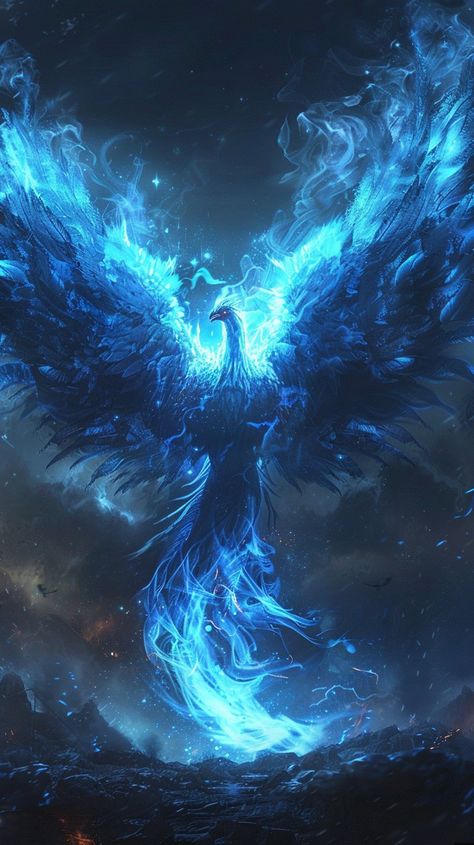 Spirit Dragon, Blue Phoenix Wallpaper, Blue Phoenix Art, Phoenix Bird Art, Phoenix Wallpaper, Phoenix Artwork, Phoenix Images, Mystical Animals, Phoenix Art