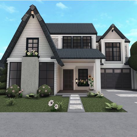 Bloxburg House Ideas Exterior And Layout, Bloxburg House Ideas Exterior One Floor, Single Mom Bloxburg House, Bloxburg House Ideas With Garage, Cute Small House Layout, Bloxburg Beginner House, Easy Bloxburg House Ideas, Bloxburg House Ideas Easy, Easy Bloxburg Houses