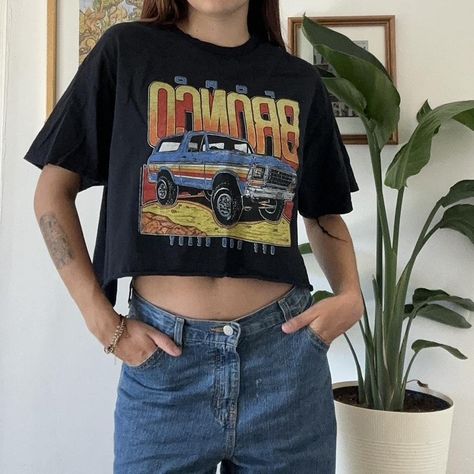 vintage style boxy crop top with a fun bronco... - Depop Vintage Crop Top Outfits, Vintage Bronco, Crop Top Outfit, Boxy Crop Top, Vintage Crop Tops, Crop Top Casual, Crop Top Outfits, Crop Tops Women, Rocker