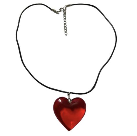 The Love Witch Necklace, Cosmo Witch, Red Glass Heart Necklace, Heart Necklace Aesthetic, Red Heart Choker, 2000s Necklace, Red Heart Jewelry, Lana Myers, Jules Ambrose