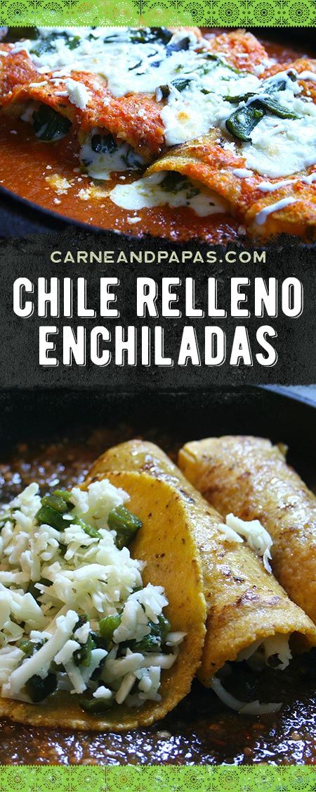 Chile Relleño Enchiladas - Carne and Papas Poblano Enchiladas, Food Recipes Mexican, Food Food Recipes, Food Recipes For Dinner, Roasted Poblano, Recipes Mexican, Poblano Peppers, Chile Relleno, Mexican Cooking