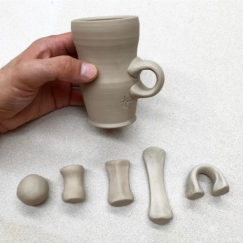 The many steps in my single finger mug handle. . . . . . . #mugshotmonday #ceramics #pottery #handlethis #singlefingermug Making Ceramic Handles, Clay Handles, Pottery Handles, Ceramic Handles, Mug Handle, Pottery Form, Pottery Videos, Ceramic Techniques, Hand Built Pottery