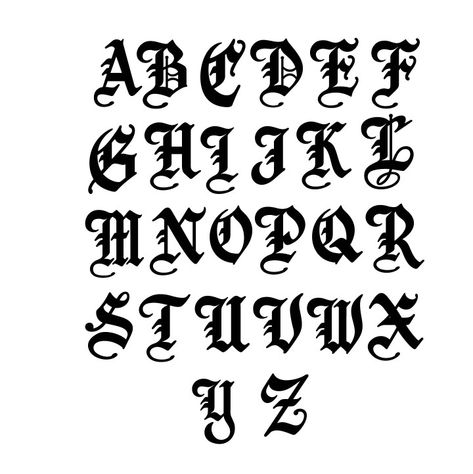 Old English Tattoo Lettering, Mickey And Minnie Tattoos, Old English Tattoo, Old English Alphabet, Tattoo Lettering Alphabet, Graffiti Lettering Alphabet, Old English Letters, Graffiti Art Letters, Chicano Lettering