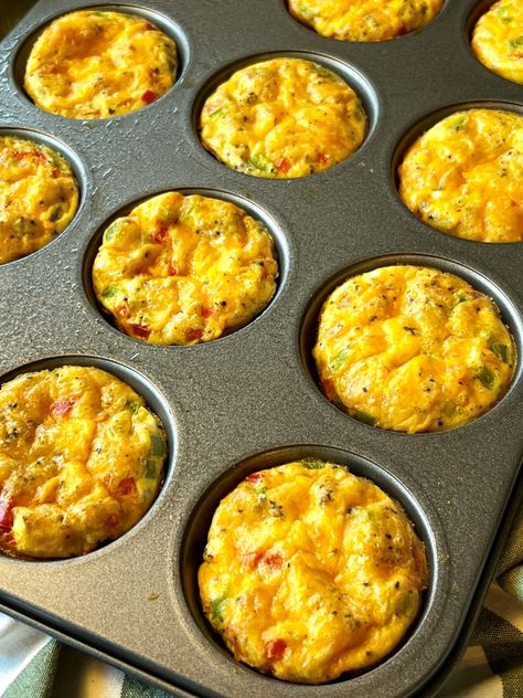 Sausage and Cheese Egg Muffins Sausage And Egg Cups, Cupcake Pan Breakfast Recipes, Egg Sausage Cups, Egg Sausage Muffins, Egg And Sausage Muffins, Sausage Egg And Cheese Muffins, Sausage Egg Bites, Sausage Egg Cheese Muffins, Mini Breakfast Casserole